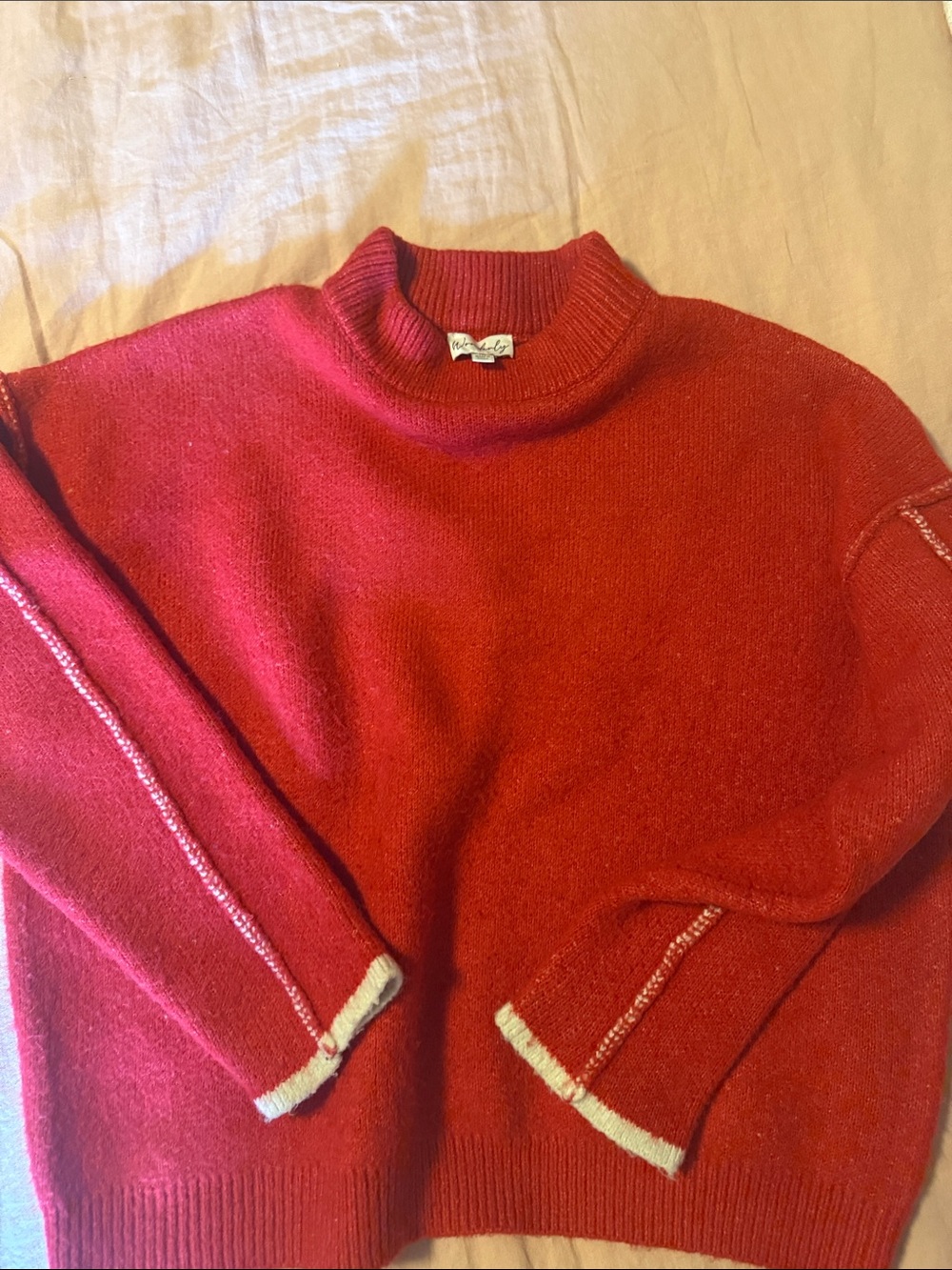 Red Crewneck Chunky Sweater